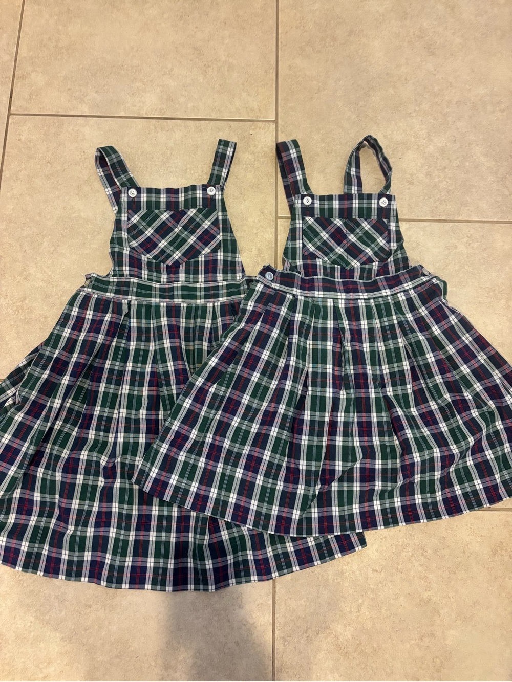 Parker Green Navy Red Plaid Pinafore Dress